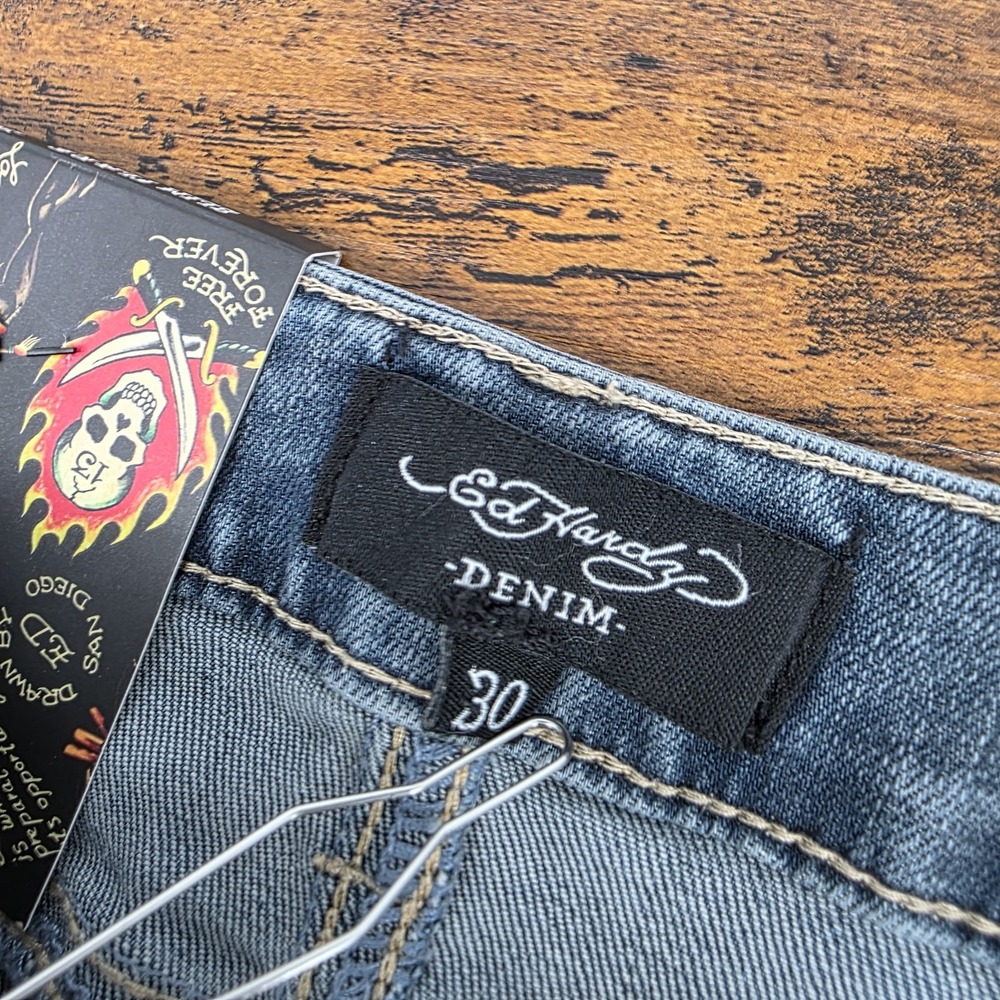 NWT Ed Hardy Slim Fit Flare Jeans "New York"‎ Dragon Embroidered Sz 30x32 Womens - Picture 5 of 10